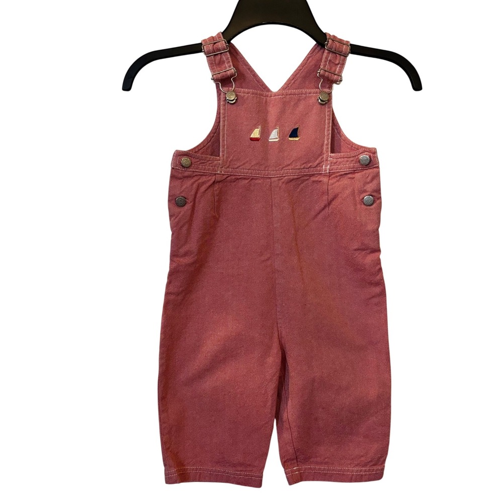 Cyrillus Baby Toddler Boys' Overalls 24M Sailboat Embroidered Adjustable Straps